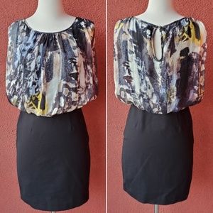 Aidan Mattox Silk Chiffon Blouson Cocktail Dress
